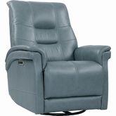 Carnegie Power Cordless Swivel Glider Recliner in Azure Top Grain Leather